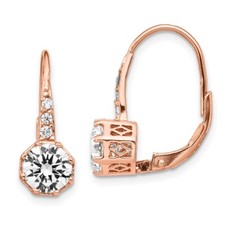 Sterling Silver Rose Gold-plated Cubic Zirconia Dangle Earrings Gift for Her