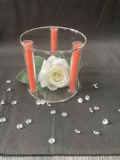 3 Pillar Round Cake Separator Spacer Salmon Pink Peach Crystal Filled Wedding