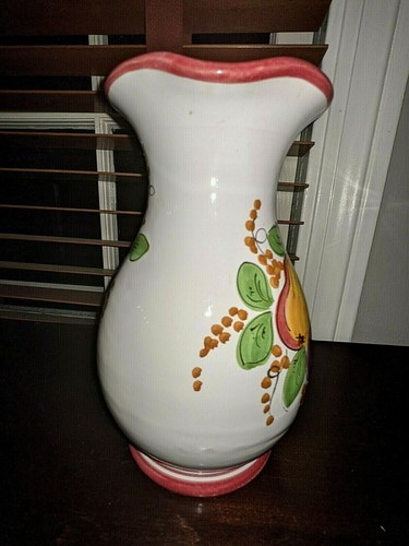 Vtg. Pottery Ceramic Pitcher Italy Hand Painted Large 8 1/2" ELHT Keramik?? - Picture 2 of 6