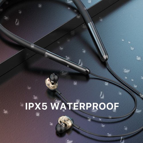 Bluetooth Sports Neckband Earbuds Deep Bass Wireless Headphones IPX5 Earphones - Picture 6 of 7