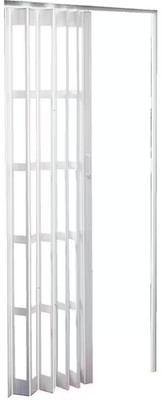 PVC Vinyl Accordion Door Frost White with Transparent Panels - Slightly Used