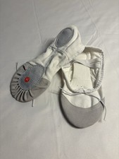 White Canvas Dance Shoes Suede Toe  Bottom Sz 34 Ballet Fitness