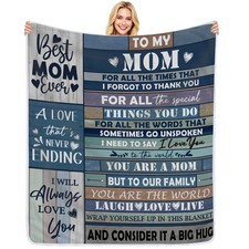 Gifts for Mom Blanket Mothers Day from Daughter Son Blue 50x60 Inch 1 PCS