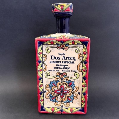 Dos Artes Extra Anejo Tequila Bottle Hand Painted Ceramic Empty