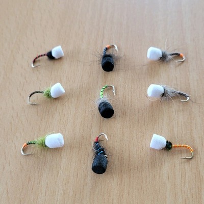 9 x Suspender Buzzer Auswahl Gr. 14 Emergers Forellen Fliegen Fliegenfischen. Stachel