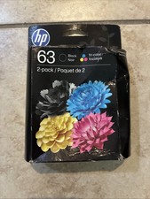 HP 63 2-pack Black/Tri-color Original Ink Cartridges, L0R46AN Exp Dec 2027- NEW