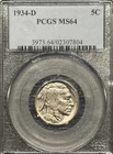 1934-D BUFFALO NICKEL PCGS MS64