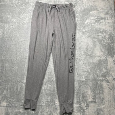 Quiksilver Men's Size S Gray Jogger Pants Logo Print Drawstring Elastic Waist
