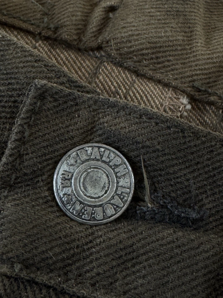 Pantalones de mezclilla rectos con ribete doble Rl RRL de colección RAROS muestra con botones 32x30 Foto 4 de 4