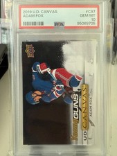 2019 Upper Deck Adam Fox Rookie Card RC Young Guns Canvas Rangers - PSA 10 GEM!