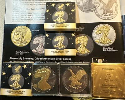 #ad #ad 2026 1 oz Silver $1 BLACK EAGLE Ruthenium Edition 24KT Gold Gilded RDY 2 Ship $169.00