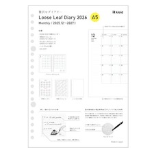 kleid 2026 A5 Monthly Loose-Leaf Diary with 2mm Grid White 8434 Starting