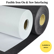 Interfacing Iron On & Sew In Fusible Medium Weight White & Black 90cm wide