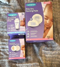 Includes 3 items Lansinoh Nursing Pads, breastmilk storage bags, gel pads