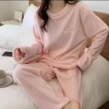 Womens Pyjamas Sets Warm Fleece Loungewear Pjs Winter Fluffy Soft Nightwear USA