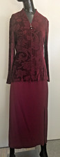 Vintage Kay Unger Siz 6 Deep Rayon Nyon Wine Scroll Jacket Silk Long Lined Skirt