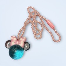 Disney Mickey Pendant Necklace Pink  Blue Plastic Beads Used