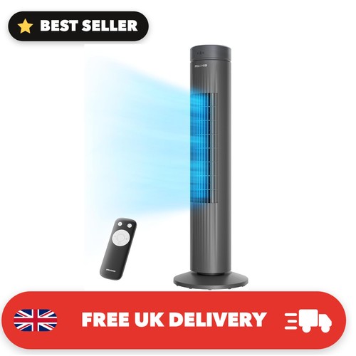 30-Inch Advanced Bladeless Tower Fan With Remote Control, 3 Adjustable Speeds
