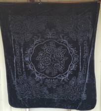 ROSE FLOWER ROSES FLOWERS CUT DESIGN QUEEN SIZE BLANKET BLACK