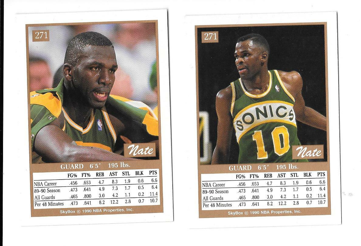 1990-91 Skybox #271 Nate McMillan error card & corrected