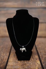 English Bulldog type 2 - silver covered necklace with dog on strap, Art Dog USA