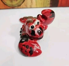Neat Vintage Lobster Red & Black Glazed Decorative Pottery Piece - Very Cool