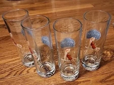 Set of Four Deep Eddy Vodka Tall Collins Highball Glasses Pinup Girl Barware 6.5
