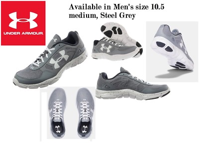Men's size 10.5 Medium UA Micro G Engage Big Logo 2 Running Shoes Steel Grey NIB