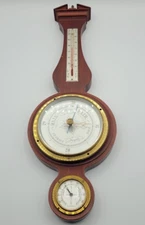 Vintage Airguide Wood & Brass Banjo Style Weather Station Parts or Repair