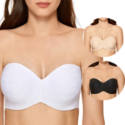 Sexy Damen Spitze BH, BH Ohne Träger, Trägerloser BH, Multiway, mit Bügel CDEFGH - Bild 1 von 4