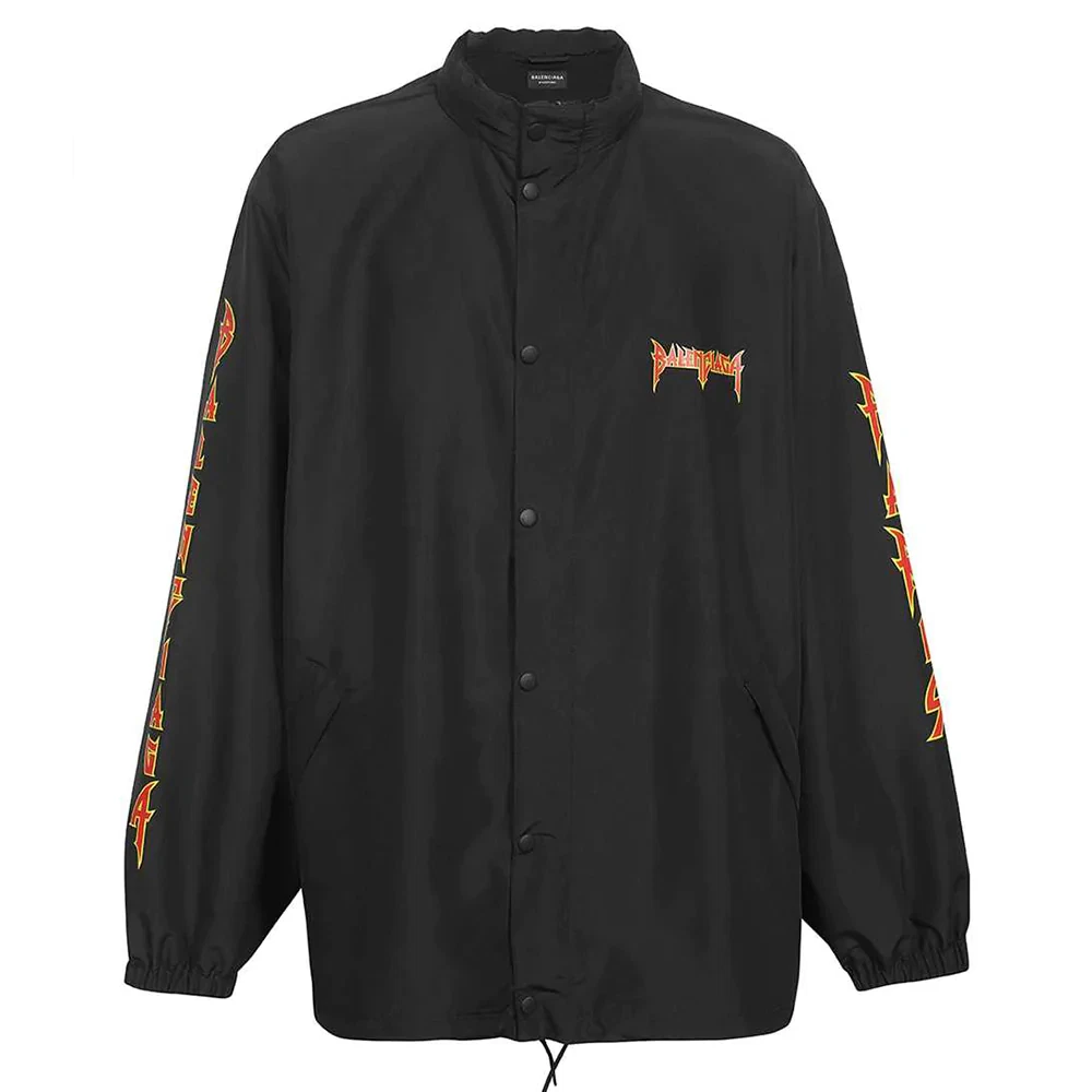 Balenciaga Men s Metal Logo Coach s Jacket Windbreaker in Black