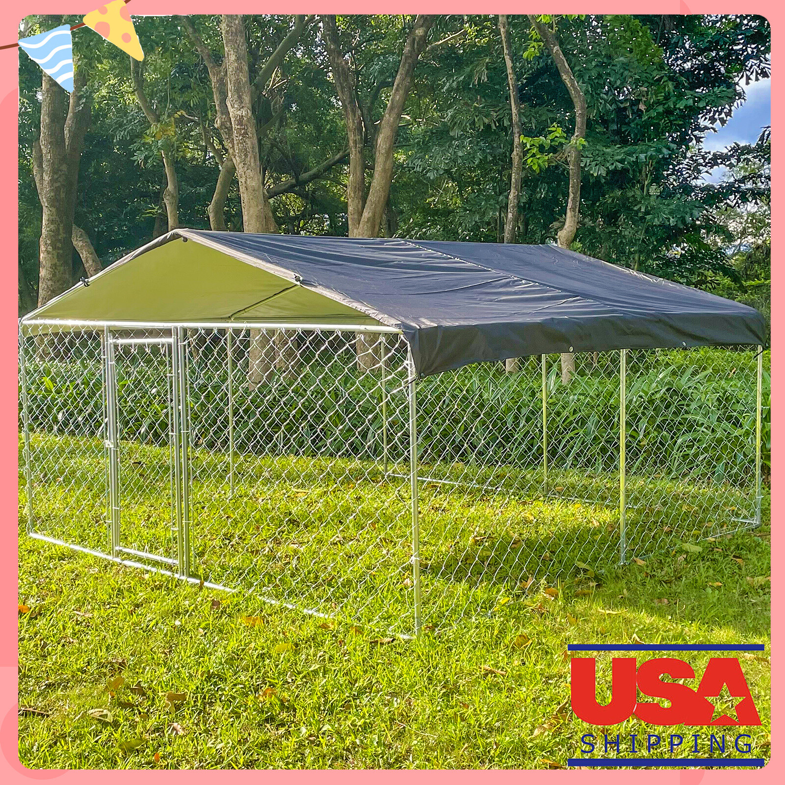 10x10FT / 6.56x6.56FT Outdoor Pet Dog Run House Kennel House Playpen w