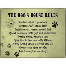 Dog House Rules Parking Sign 12"x 18" for Home Wall Door Garage Novelty Decor