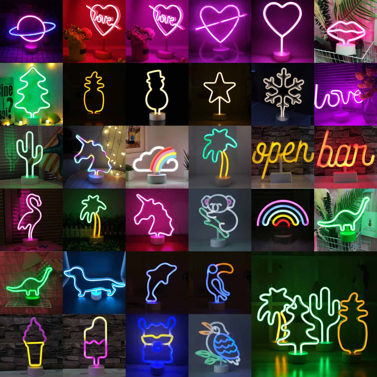 Party LED Neon Lampe Beleuchtung Batterie Neonlicht Wandbild Tisch Setup Deko