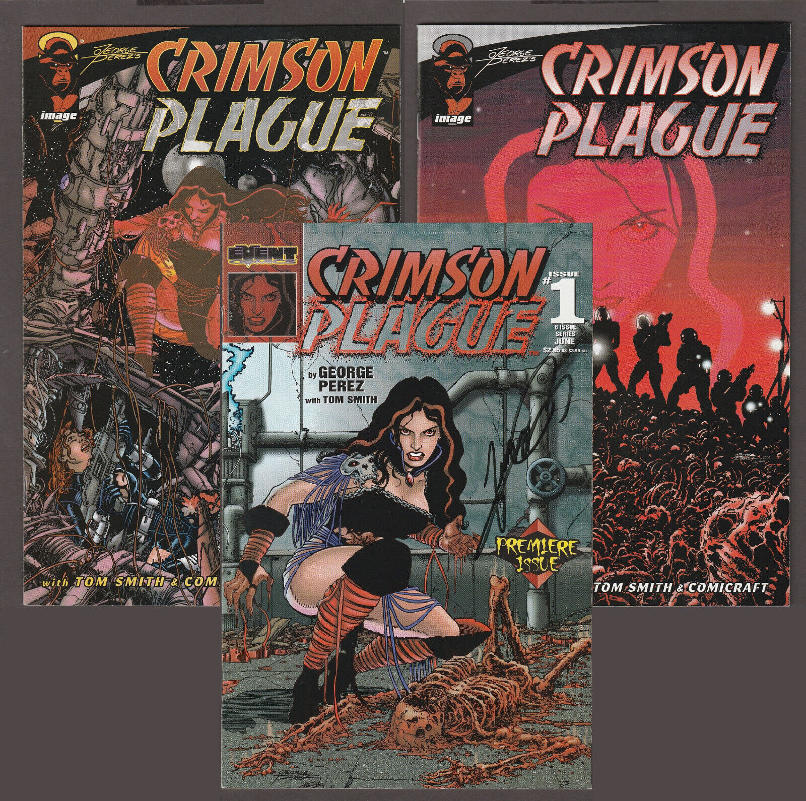 CRIMSON PLAGUE #1(x2), #2 (1997/2000) Signed-George PEREZ / 3 Book NM- Lot (9.2)