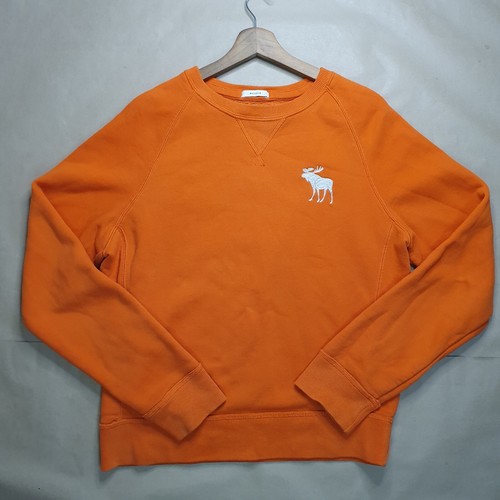 Abercombie & Fitch Sweatshirt Gr. M Pullover Herren Sweater Pulli Orange Logo