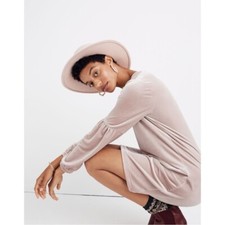 Madewell Velvet Balloon Sleeve Dress in Pink Size M Medium Womens