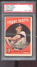 1959 Topps #202 Roger Maris White Back PSA 3 Graded Baseball Card Athletics
