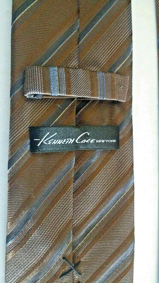 Kenneth Cole TIE Shades of Brown Diagonal Stripes  - Image 3 of 3