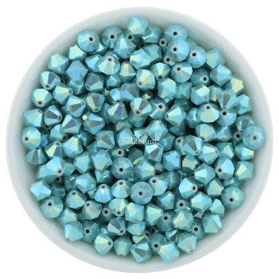 Preciosa Bicones Turquoise AB2X 4mm, 6mm Crystal Bicones