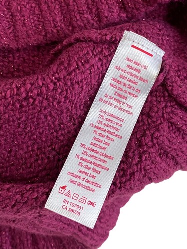 Justice Girl’s Size 18 Maroon Llama Sequin Sparkle Pom Pom Long Sleeve Sweater - Picture 7 of 8