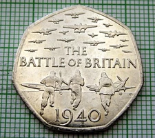 GREAT BRITAIN 2015 50 PENCE, BATTLE OF BRITAIN 75th ANNIVERSARY UNC