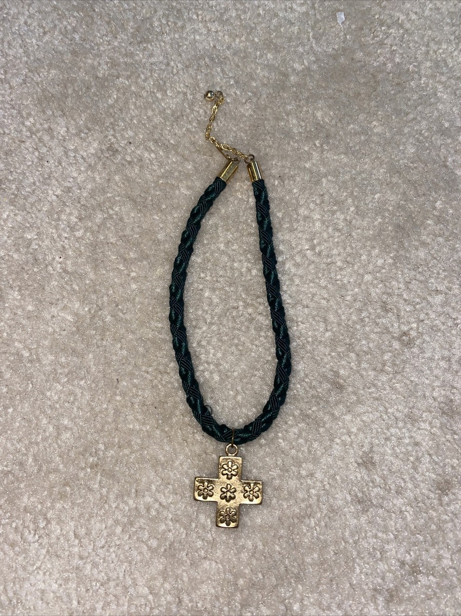 CROSS Green Braids FABRIC Choker NECKLACE Fashion Women Junior