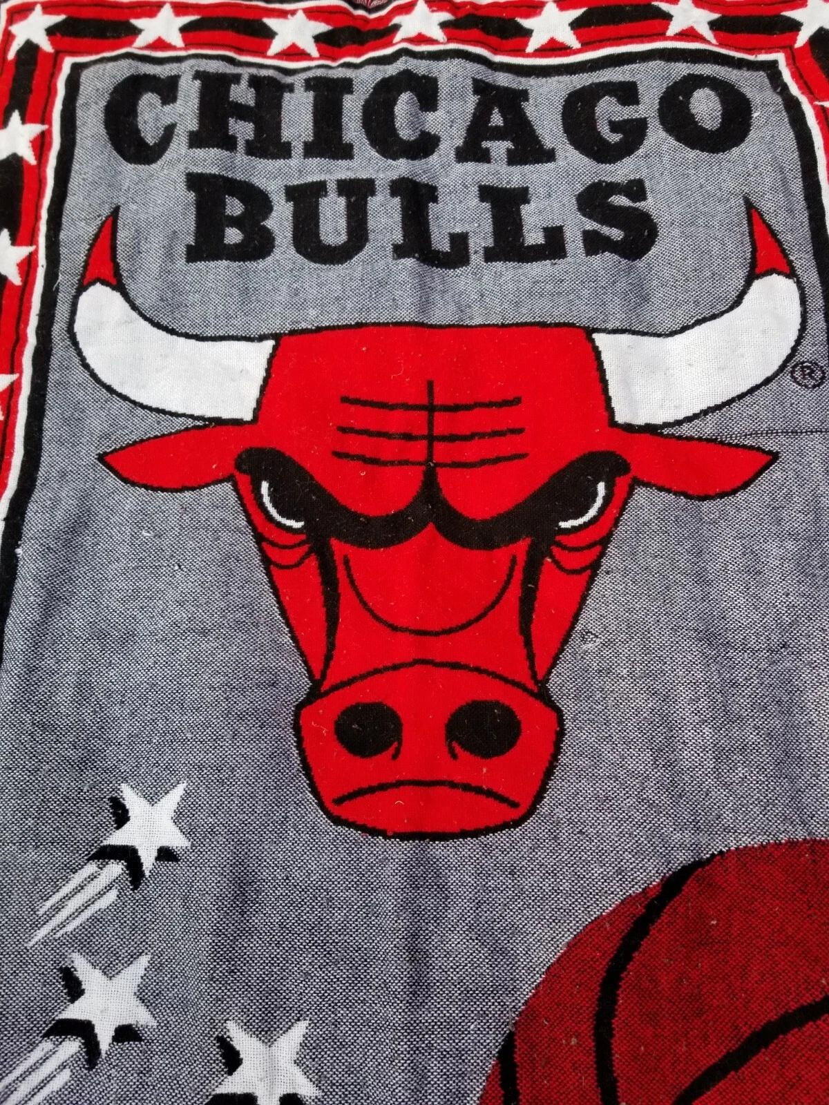 VTG 90s Chicago Bulls Throw Blanket NBA Woven Tapestry Wall Hanging Art USA
