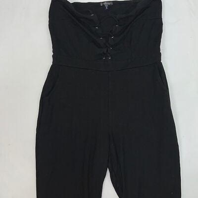 Curvy Sense Women's Romper Jumpsuit Strapless Plain Black Plus