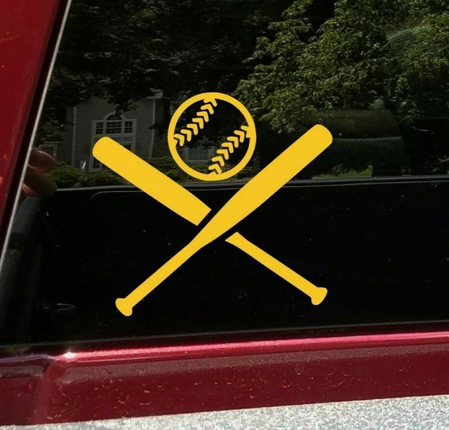 CROSSED BATS with BALL Vinyl ticker Baseball Softball League LL Die