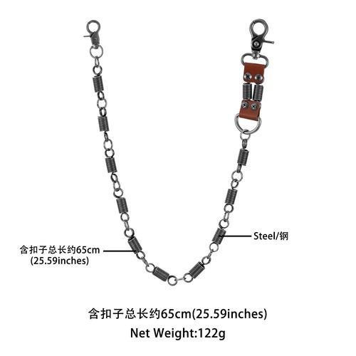 Mens Spring Punk Metal Leather Wallet Chain Links Keychain Jeans Pants Chain - Picture 17 of 25