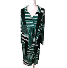 Nine West Striped Crossover Wrap Dress NWT Stretch Women's Size 2X