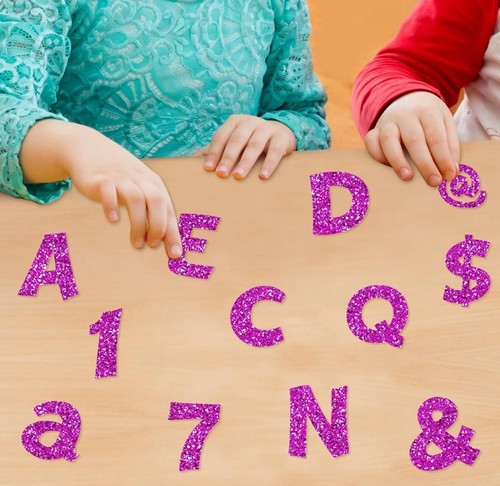 216 Pcs Glitter Bulletin Board Letters for Classroom Numbers 4 Inch, Purple - Picture 6 of 6