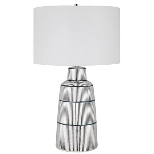 Uttermost Breton Steel Ceramic & Fabric Nautical Stripe Table Lamp in Blue/White - Picture 3 of 8